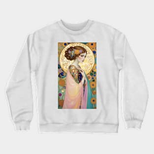 Gustav Klimt's Golden Reverie: Inspired Woman in Ethereal Splendor Crewneck Sweatshirt